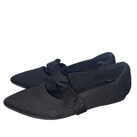 Nanette Lepore knit maryjane Black Pointed Toe Flats shoes Bow Detail 7.5 - Picture 1 of 9